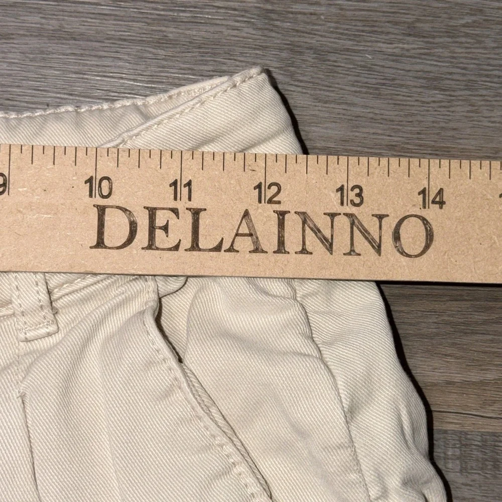 Mango Beige Straight-Fit Mid-Rise Denim Pants Womens Size 2 Cotton Linen Blend